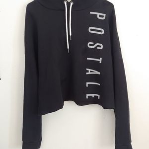 Aeropostale black/white cropped top hoodie L